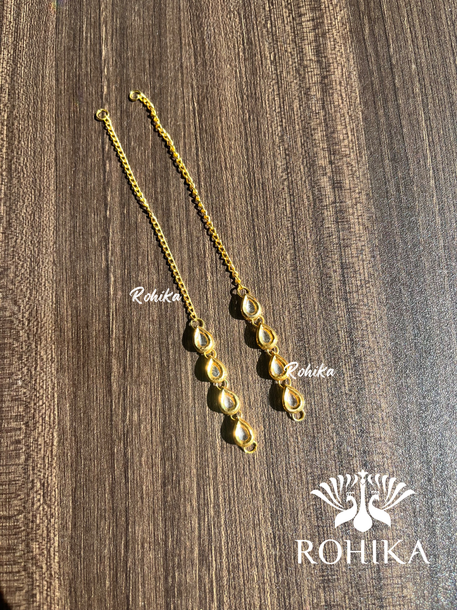 Kundan earchains - Golden