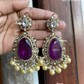 Polki kundan doublet earrings (M-002) - Purple