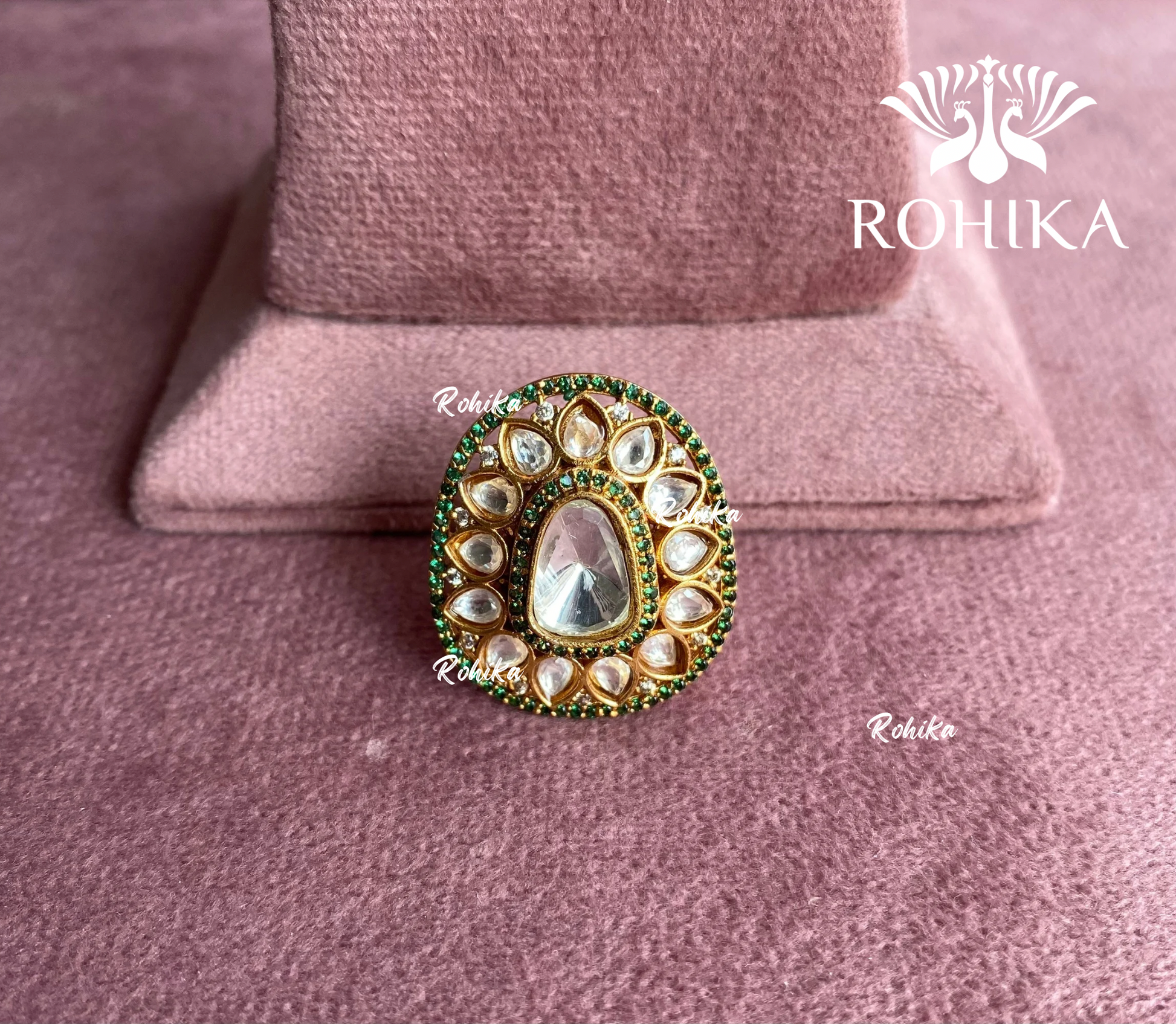 Angana polki kundan ring  (SG-040) - Green