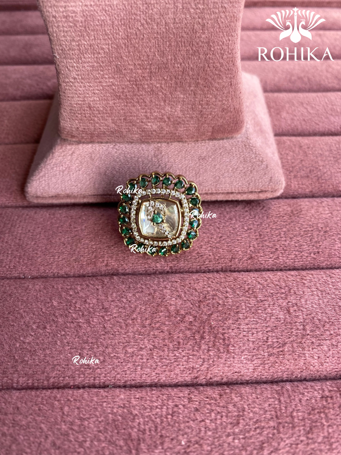 Angana polki kundan ring (SG-084) - Green