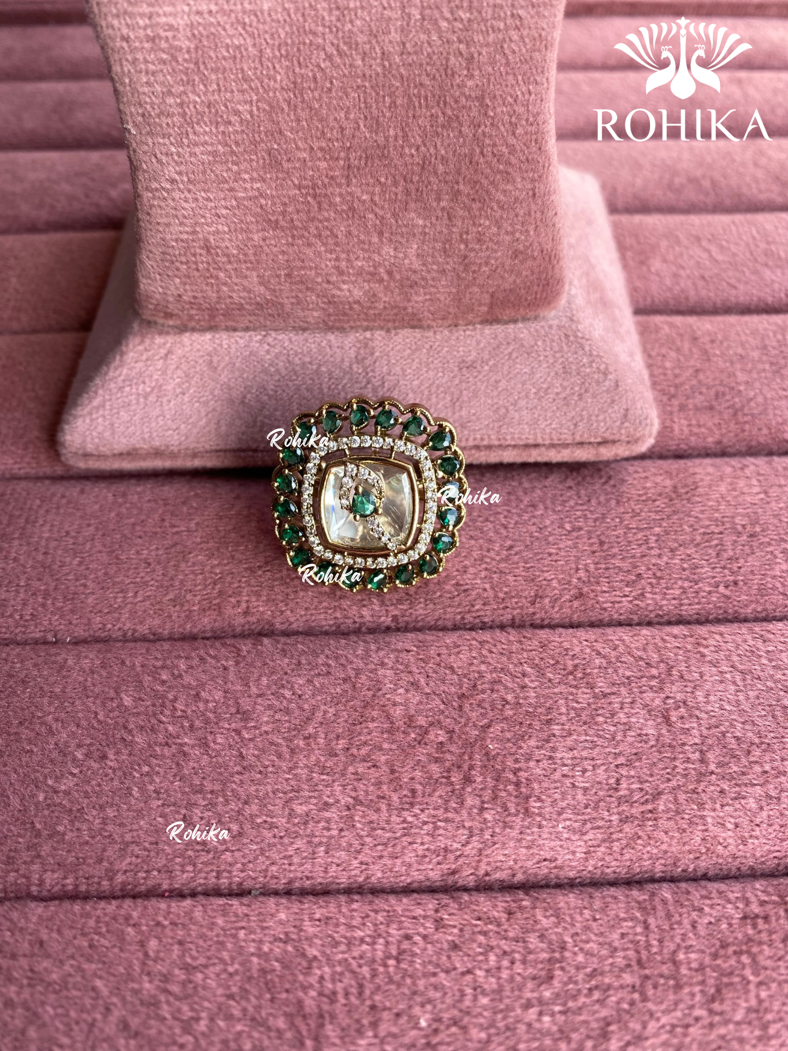 Angana polki kundan ring (SG-084) - Green