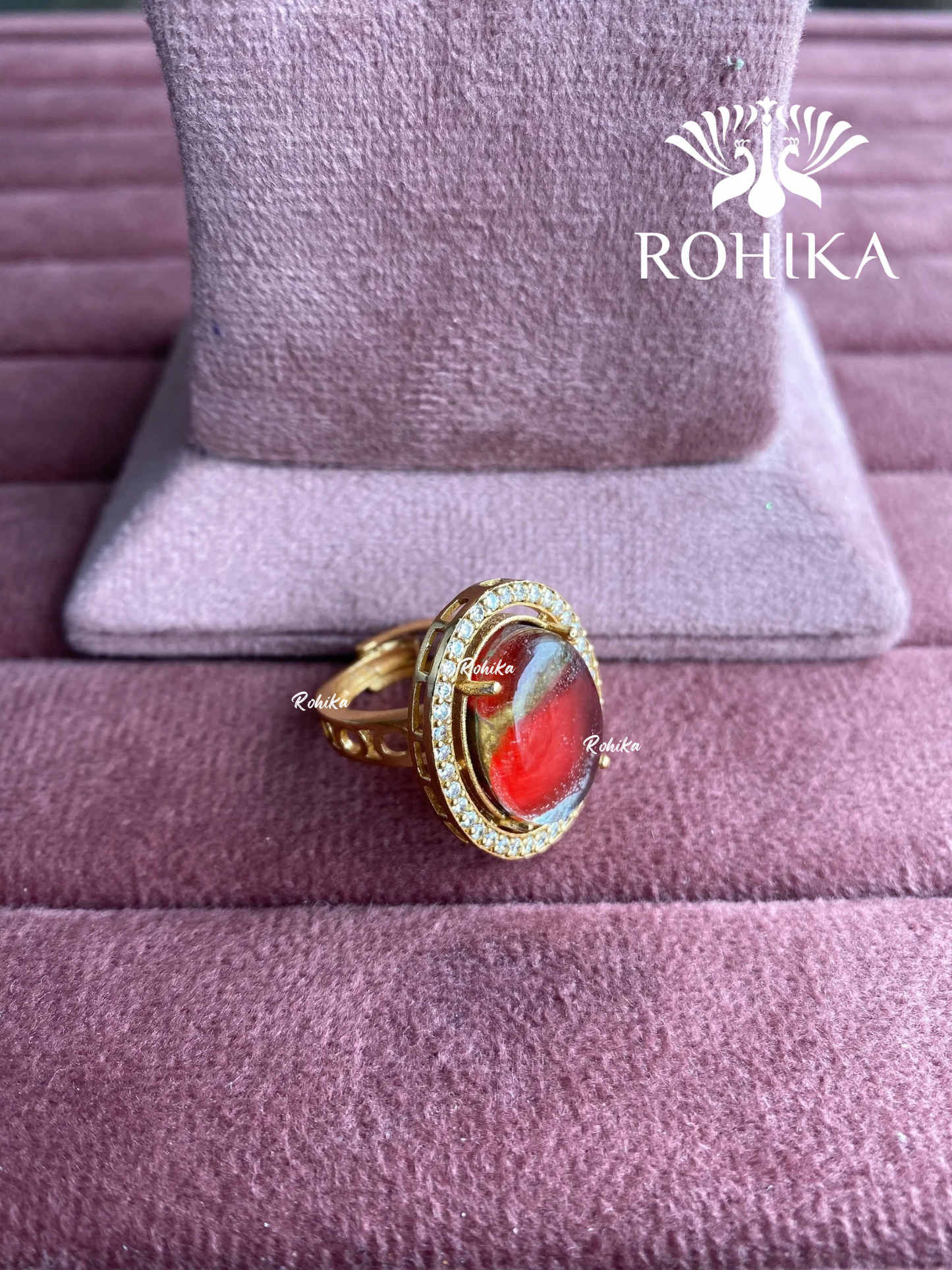 Angana polki kundan ring (SG-090) - Red