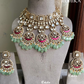 Sugandhit moisanite necklace set - Mint green and Pink