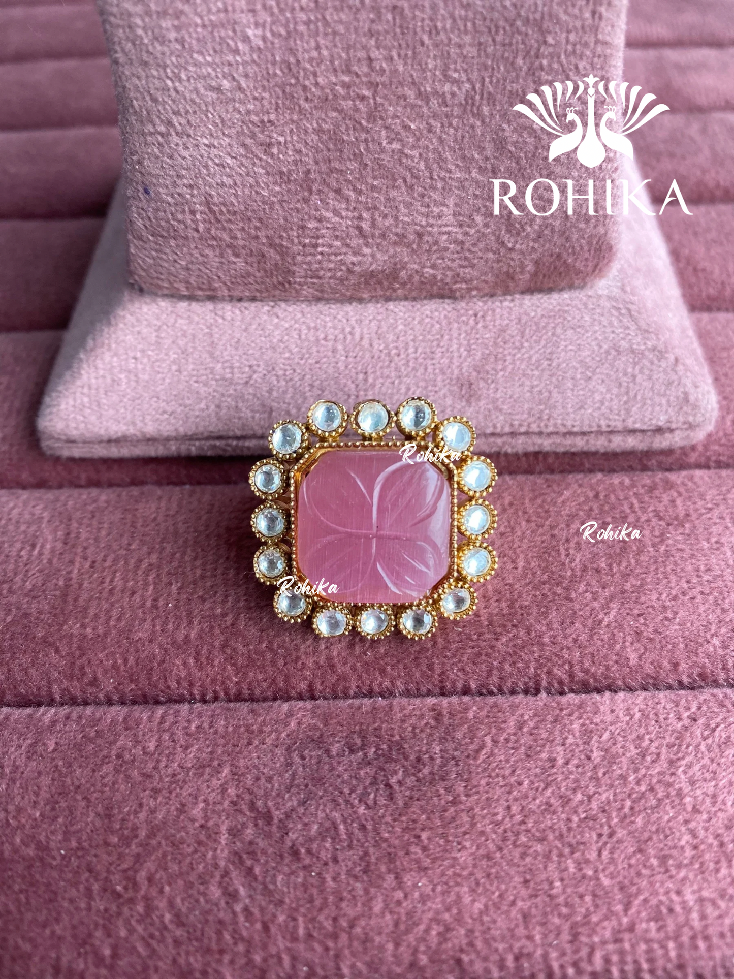 Angana polki kundan ring (SG-132) - Pink