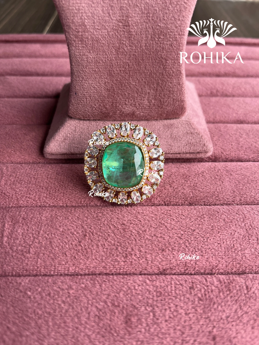 Angana polki kundan ring (SG-139) - Mint green