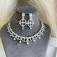 Hinaya American diamond necklace set - Mint green