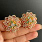 Janaki American Diamond  CZ Stud Earrings - Peach