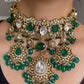 Falak Moisanite Polki Kundan Necklace Set - Green