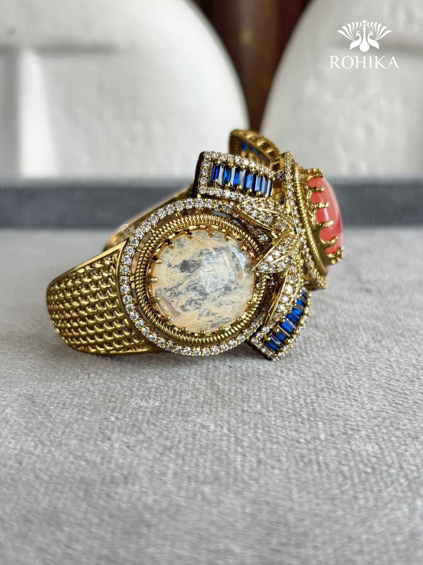 Sabya Deisgner Semi-Precious Kada (SSB002) -  Pink & Multi Colour