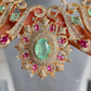 Sarisha AD doublet necklace set - Pink & Mint Green