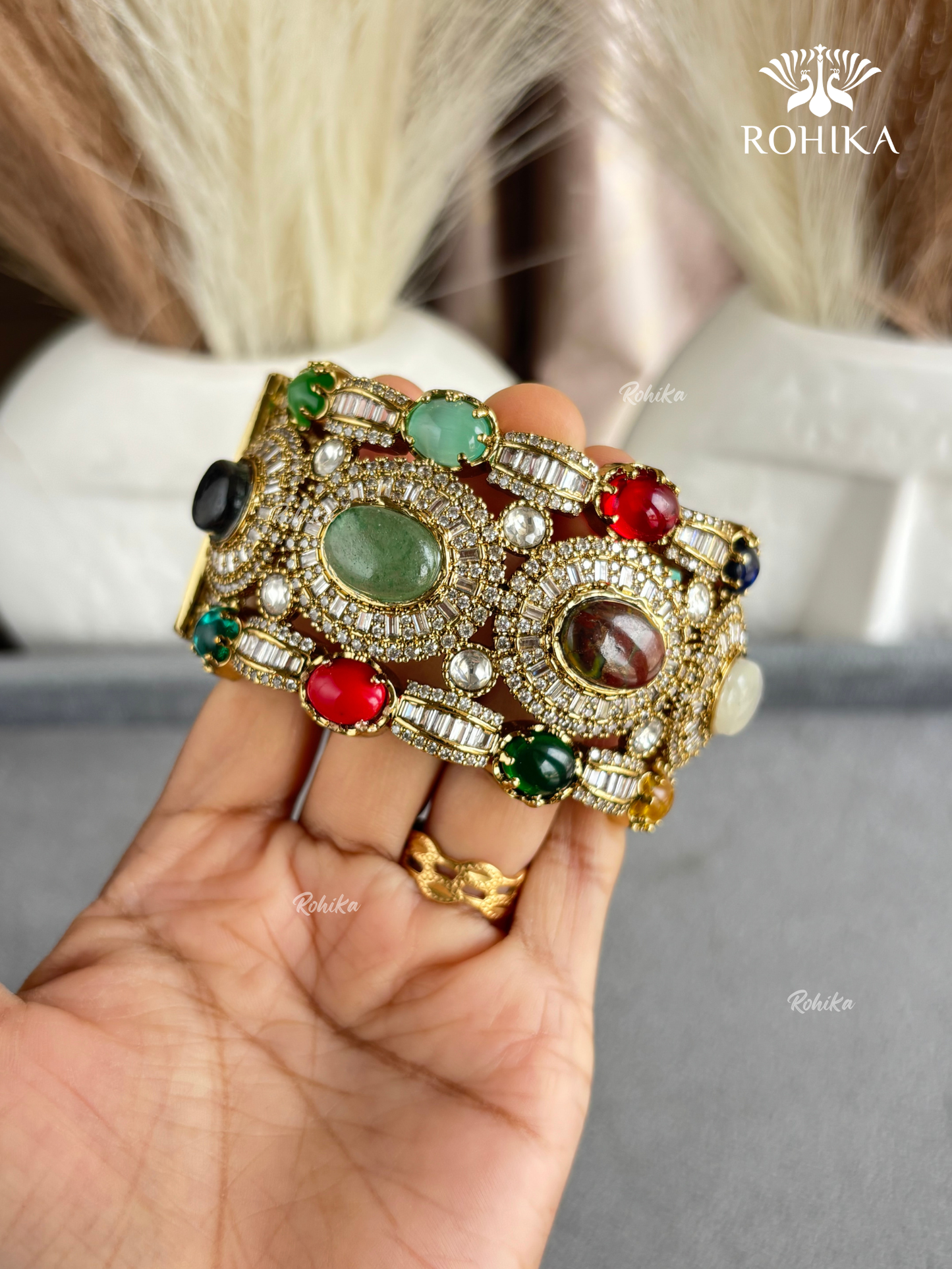Sabya Deisgner Semi-Precious Kada (SSB003) -  Multi Colour