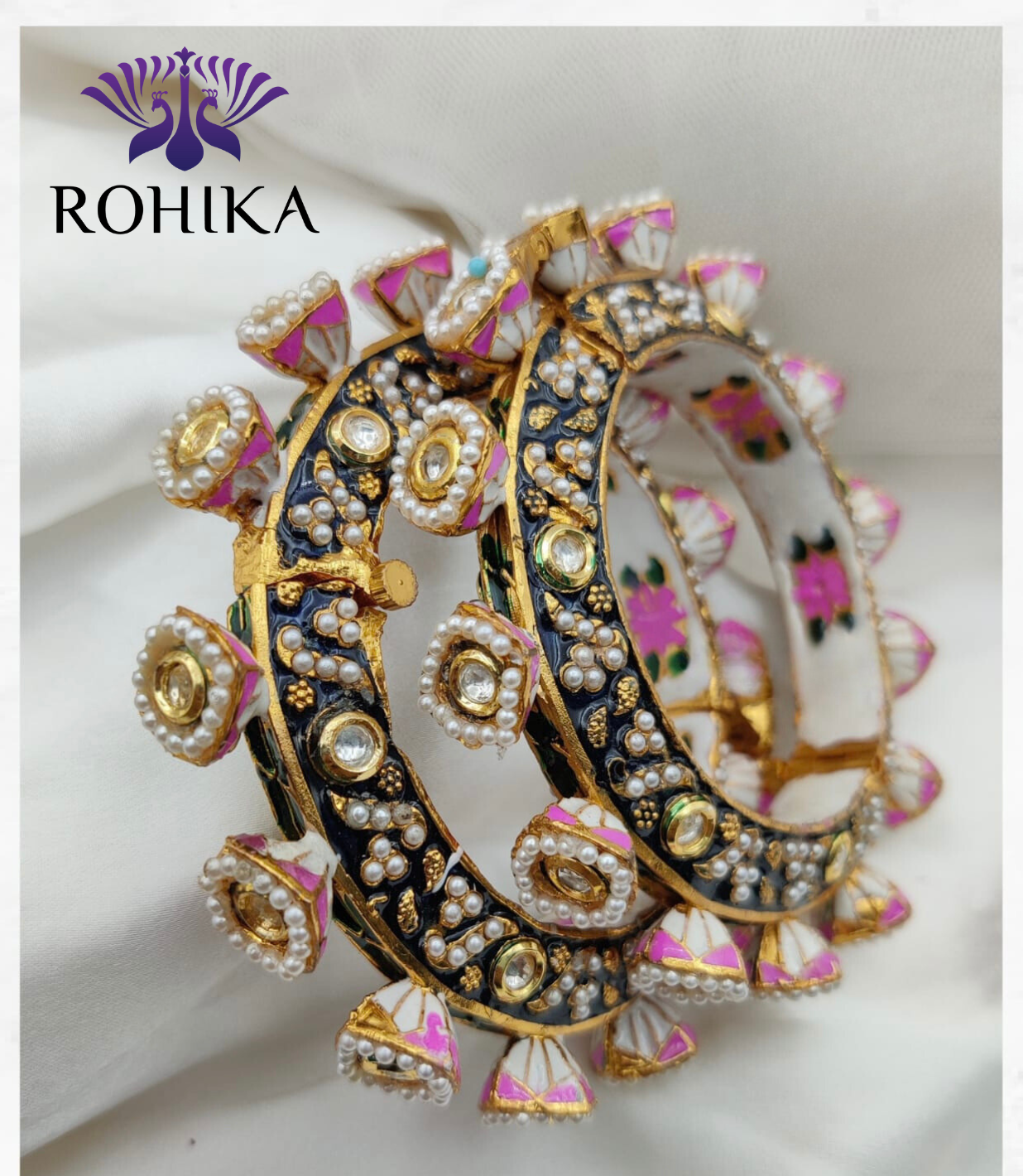 Nikhat jadau bangles Pink