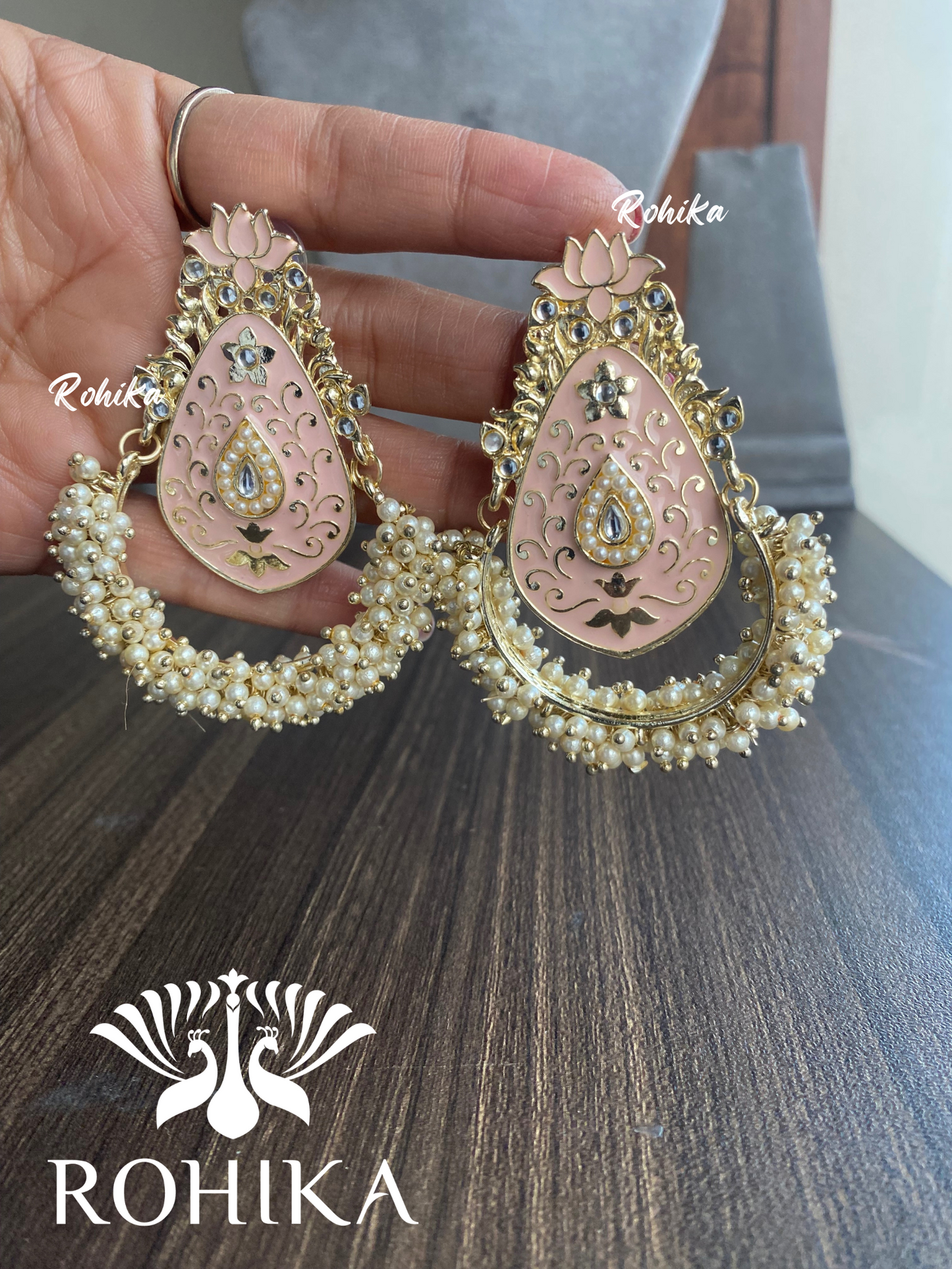 Ashnoor beautiful earrings-Peach