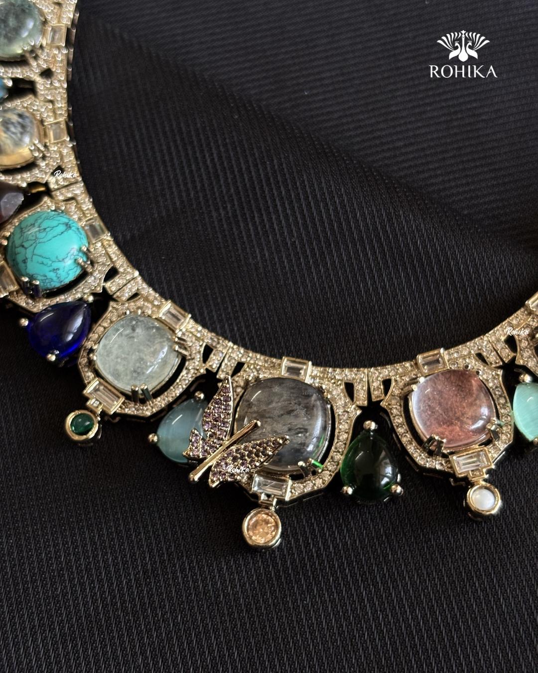 Saabya inspired fusion necklace set (SS021) - Multi colour