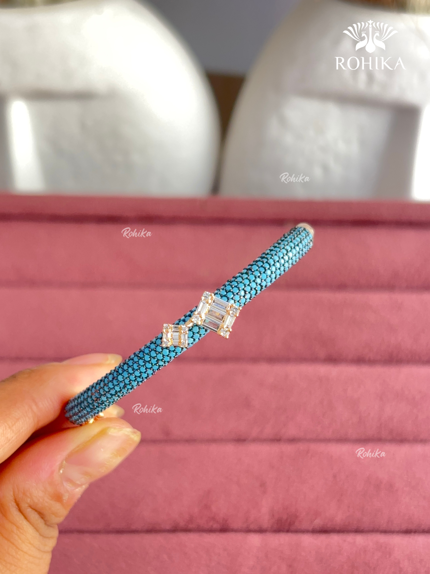 Angela American Diamond Bracelet/Kada (MB-0111) -  White