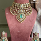 Vamika moisanite Bridal choker set - Mint & Pink