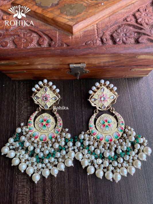 Rashmi meenakari earrings - White