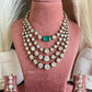 Isha doublet american diamond necklace set - Dark green