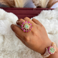 Alana American Diamond Ring (SG-165) - Pink and Mint