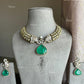 Medha Polki Kundan Doublet  Necklace Set - Dark green