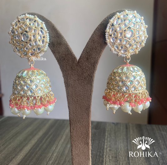 Manya jhumka earrings - Peach