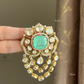 Moisanite kundan Brooch (BR-001) - Mint Green