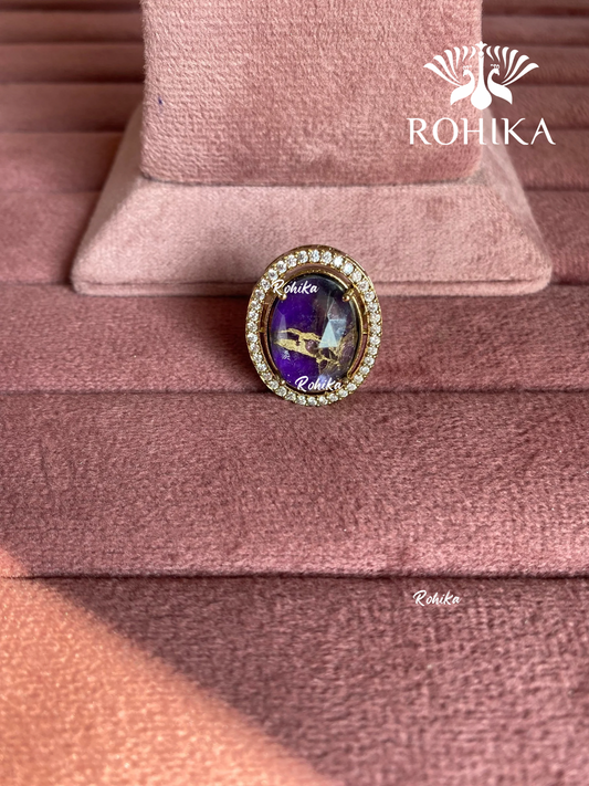 Angana polki kundan ring (SG-090) - Purple