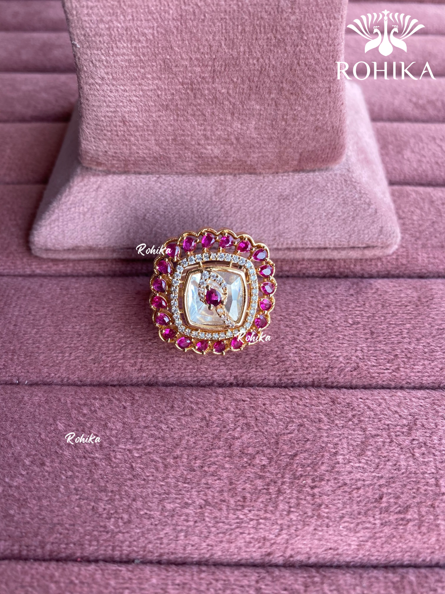 Angana polki kundan ring (SG-086) - Pink