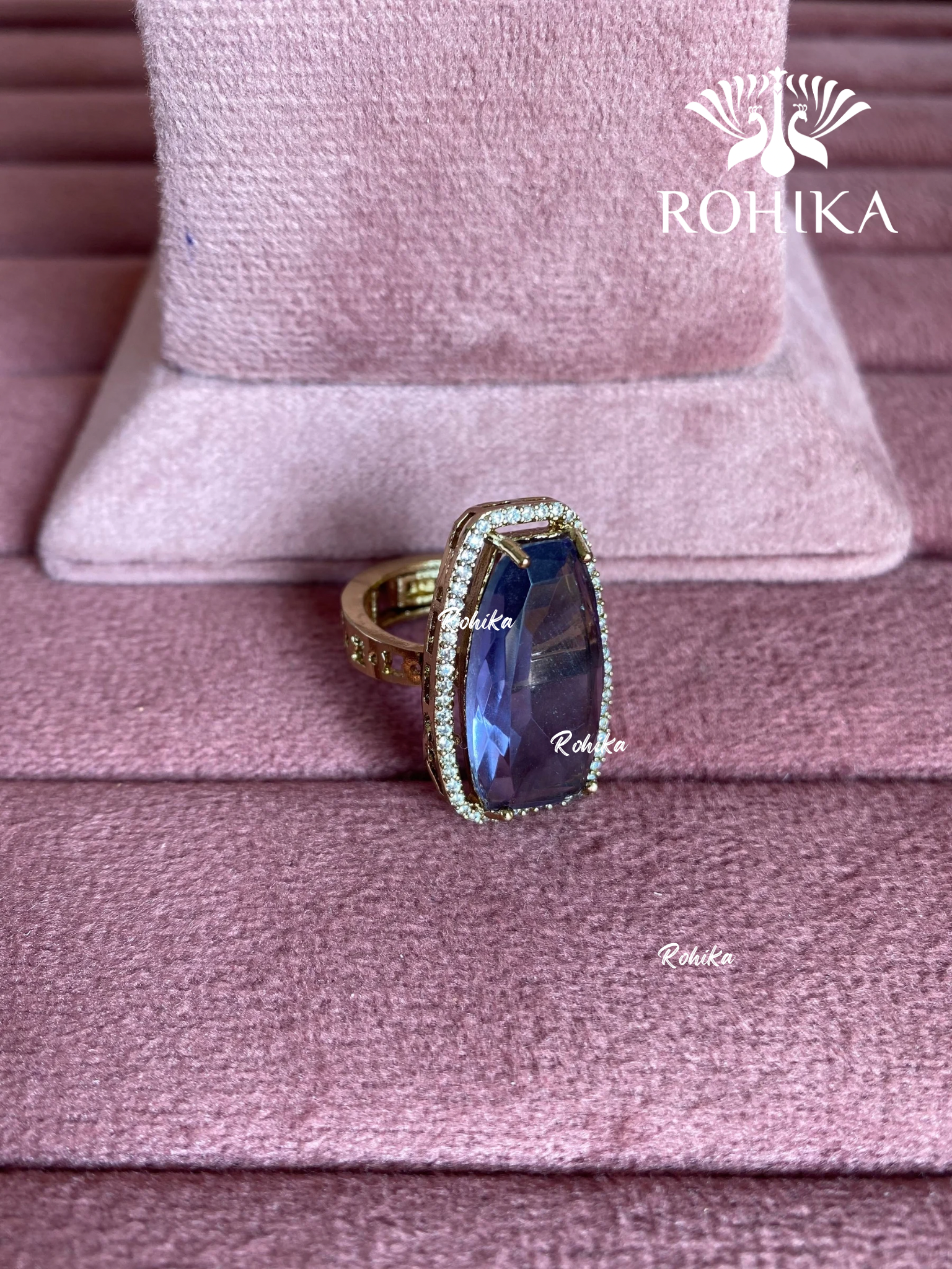 Angana polki kundan ring (SG-104) - Purple