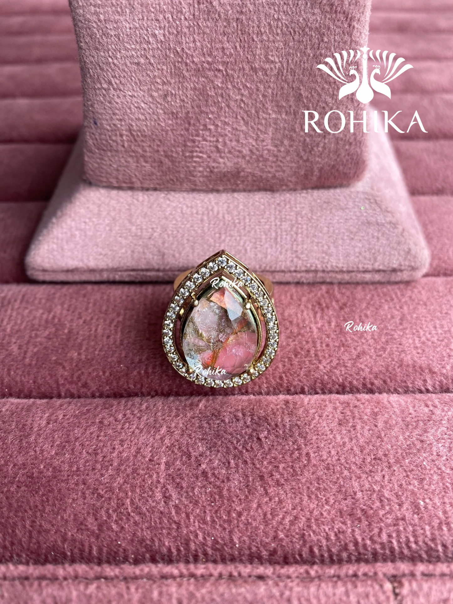 Angana polki kundan ring (SG-091) - Pink