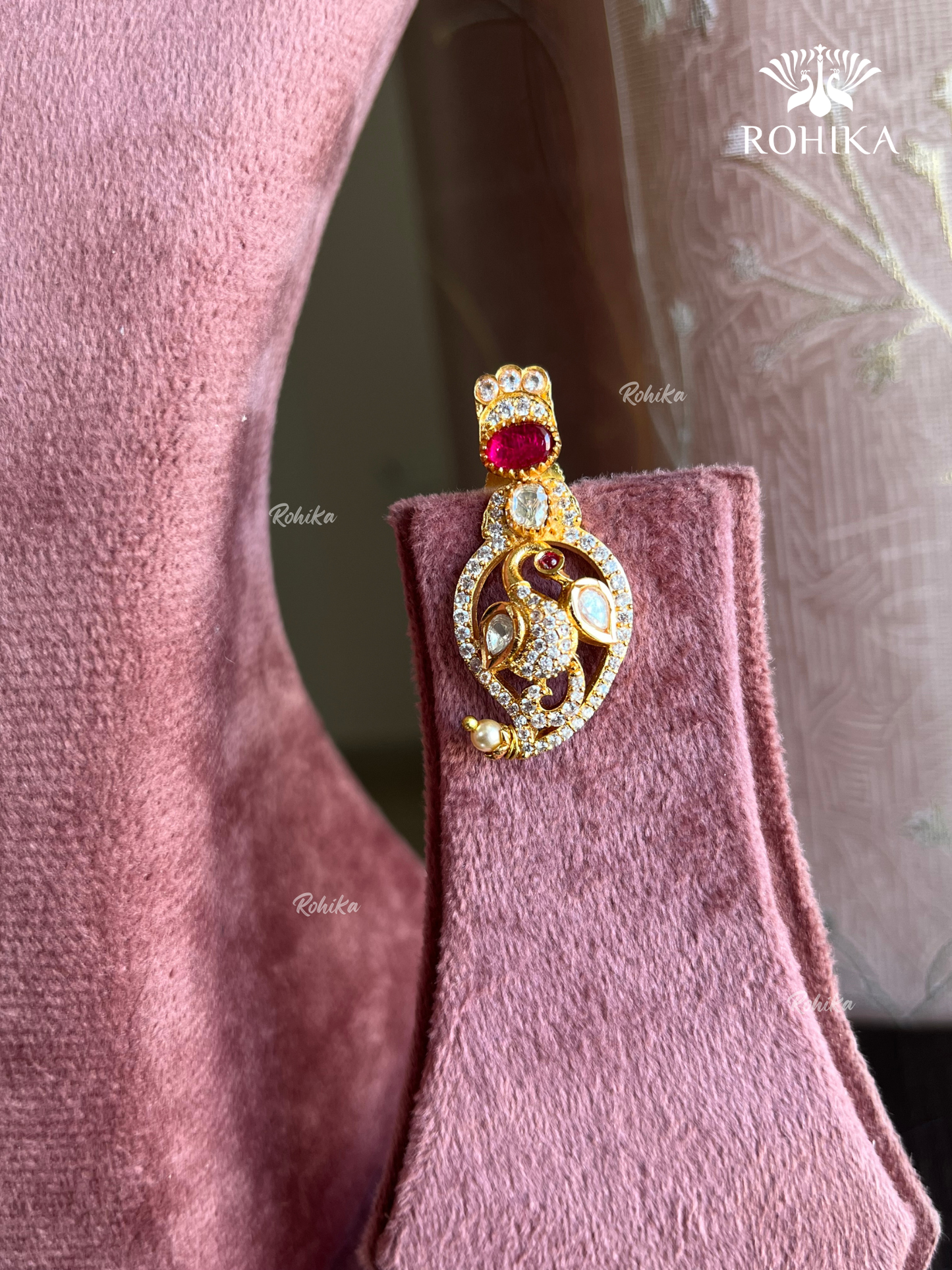 Vishaka moisanite necklace set - Ruby Red