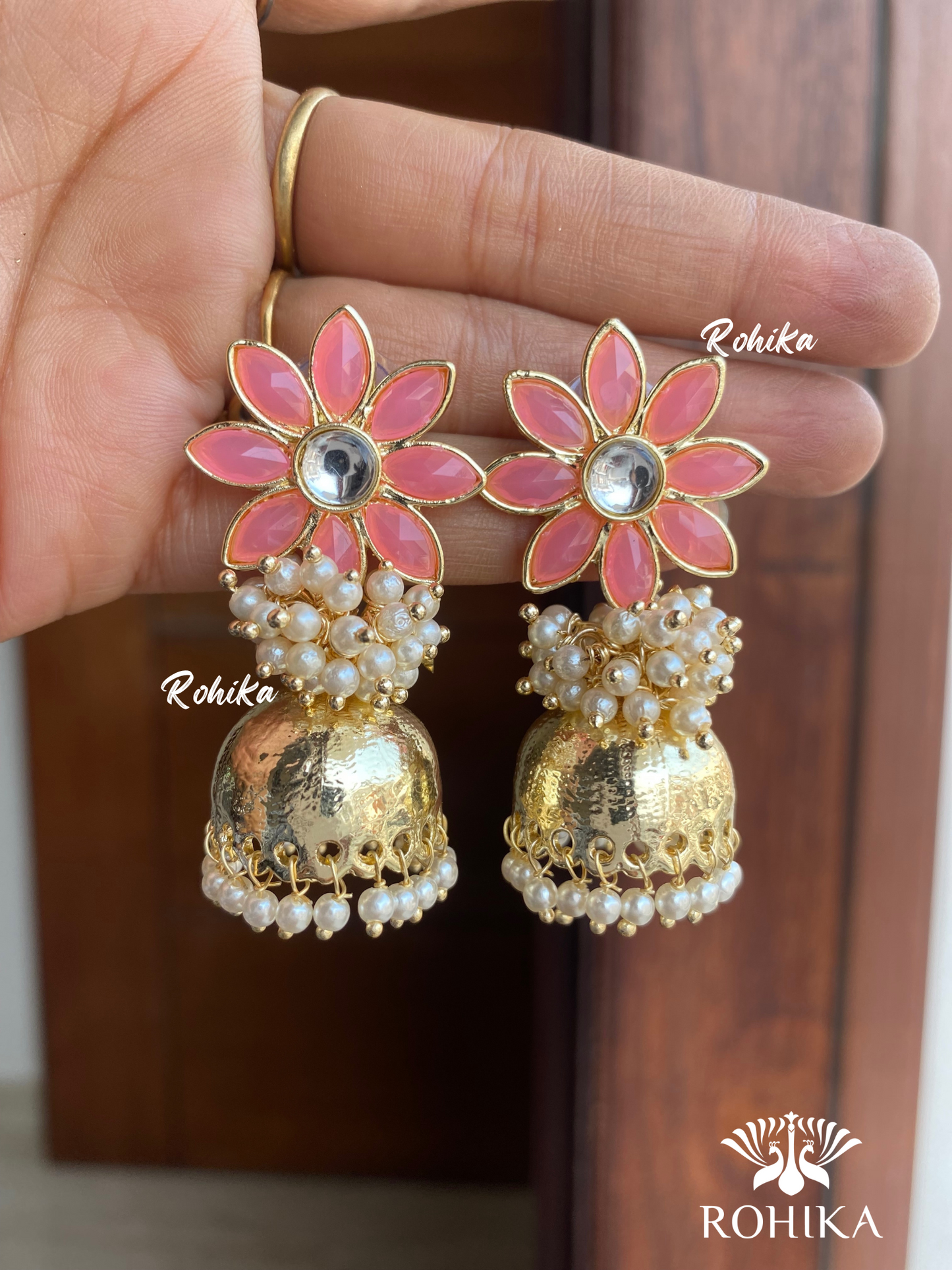 Misha jhumka Earrings - Pink