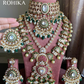 Krati bikaneri kundan necklace combo set - Dark green