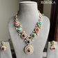 Navya navratna polki kundan necklace set - Navratan / Multi colour