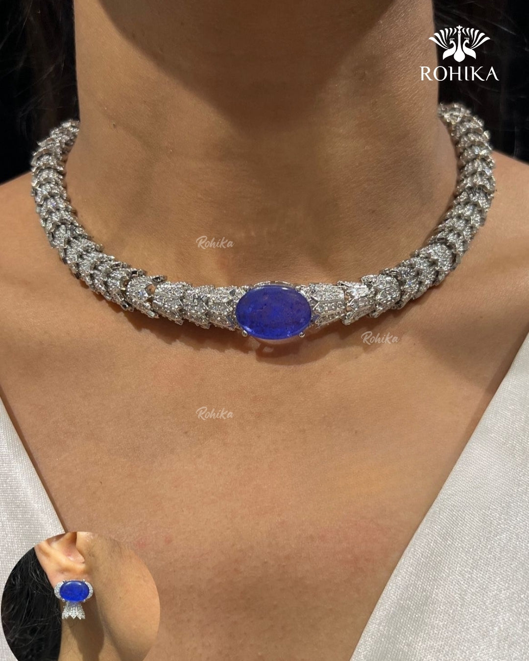 Lucia American Diamond Necklace - Blue