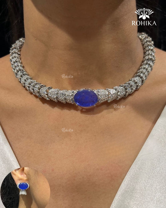 Lucia American Diamond Necklace - Blue