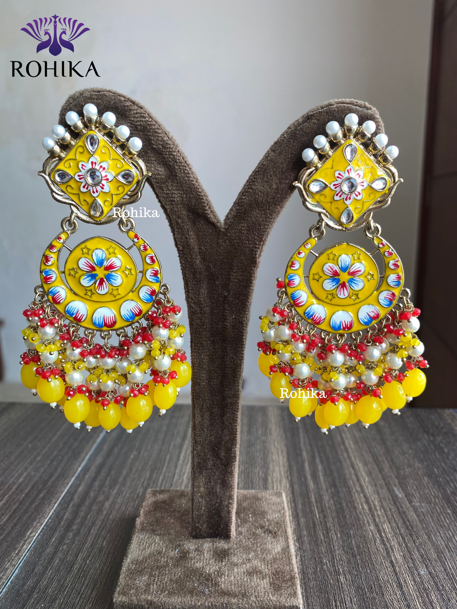 Rashmi meenakari earrings - Yellow