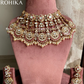 Karunya moisanite bridal necklace set - Ruby red