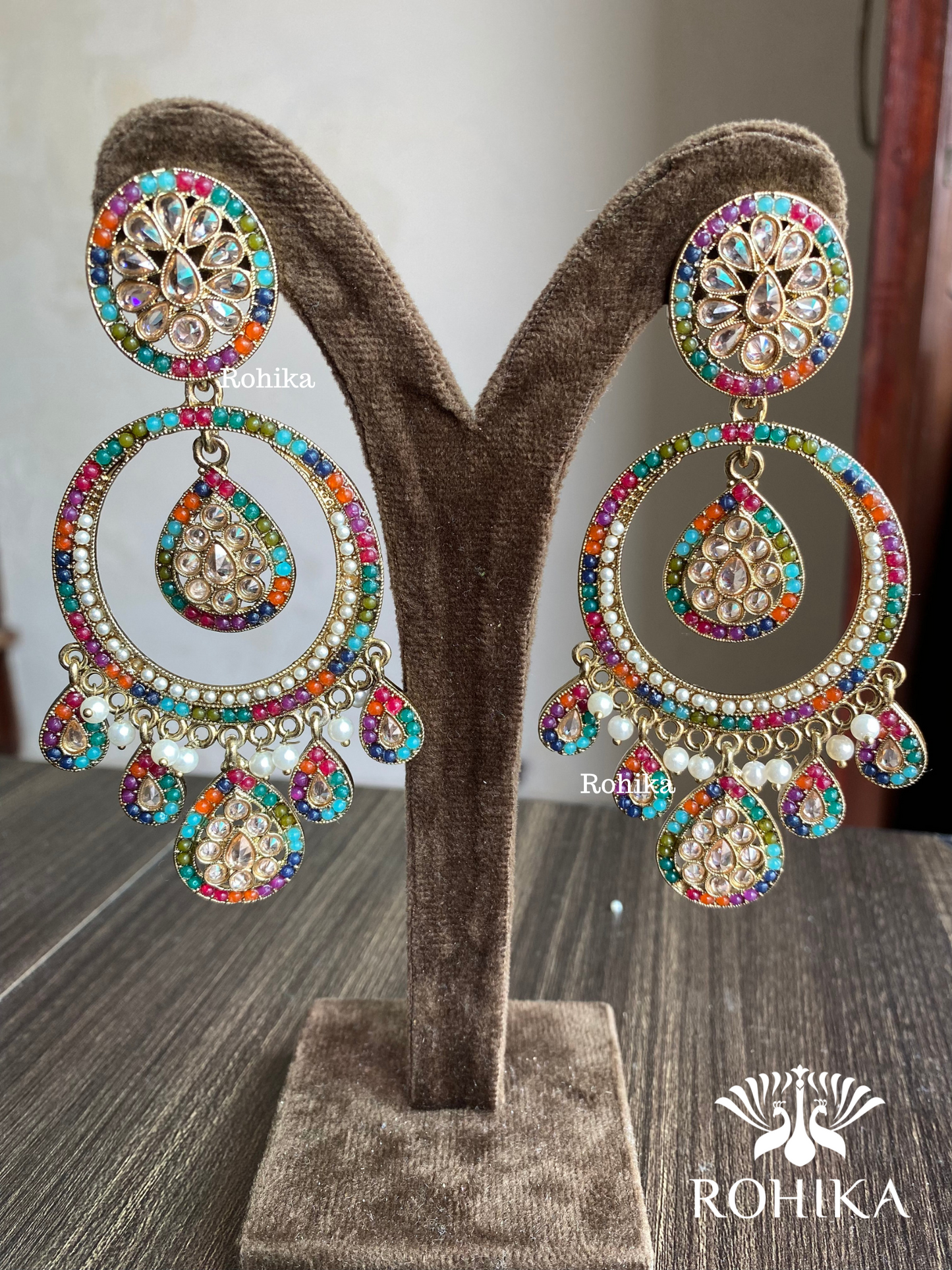 Sitara polki earrings - Multi colour