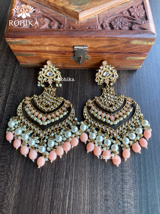 Rajshri polki earrings - Peach