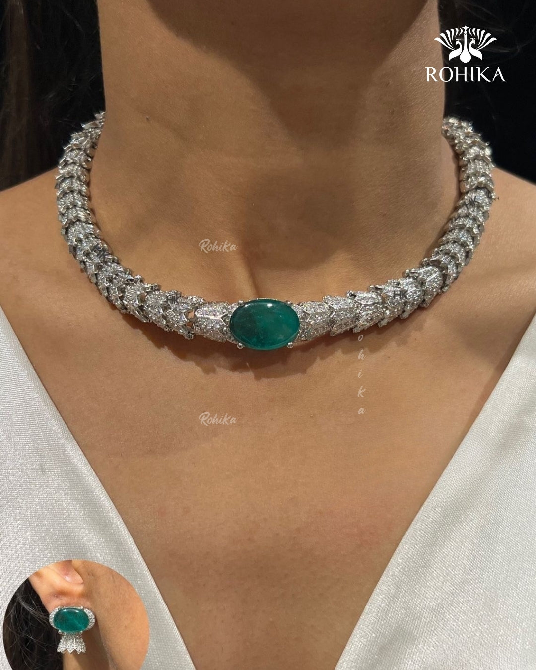 Lucia American Diamond Necklace - Green