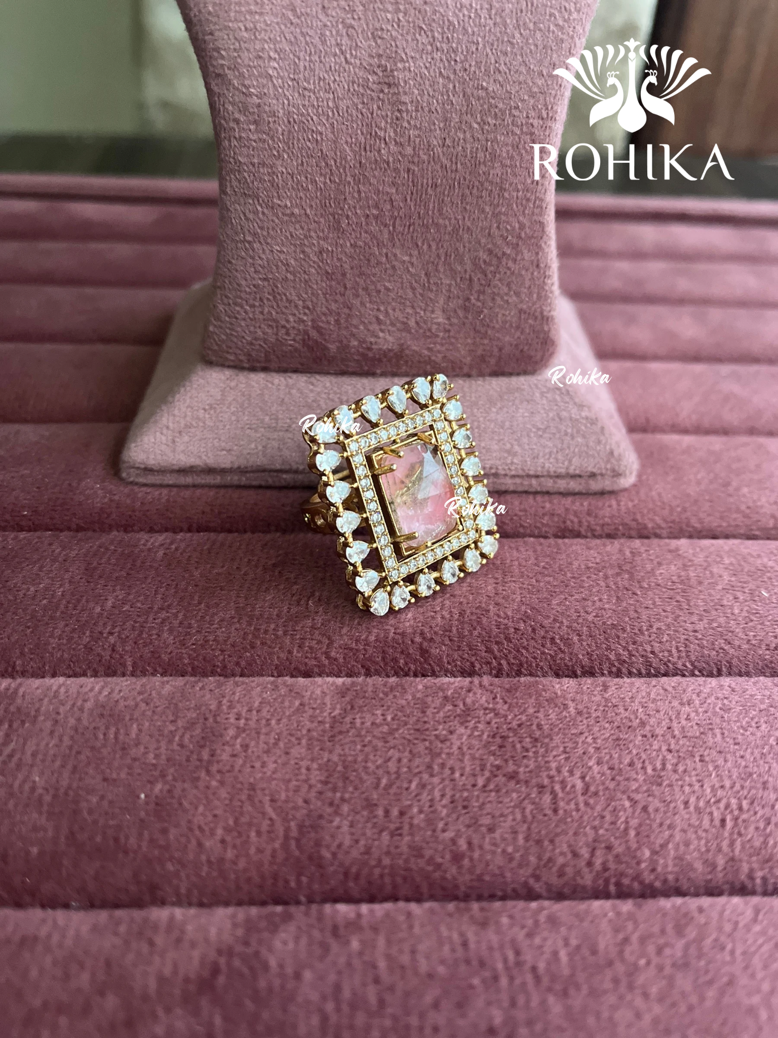 Angana polki kundan ring (SG-126) - Pink