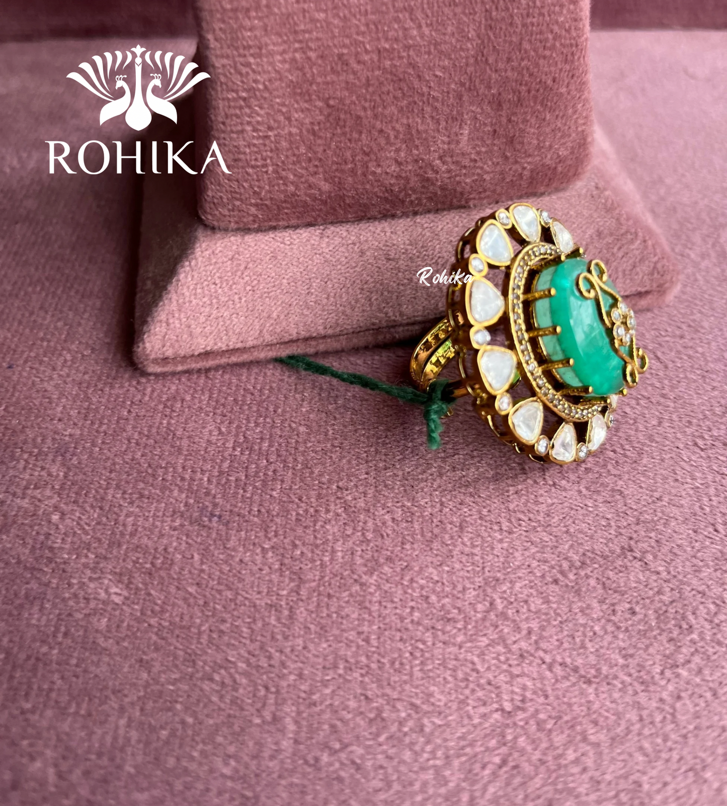 Angana polki kundan ring  (SG-010) - Mint Green