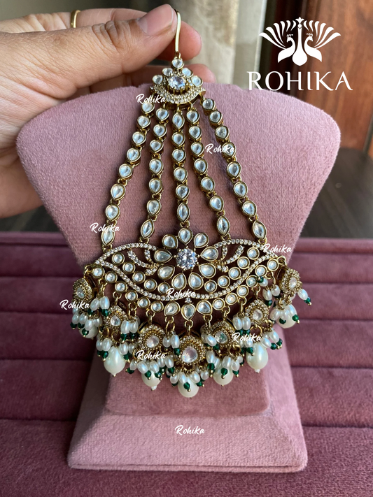 Bandini polki kundan passa /jhoomer (011) - White & green