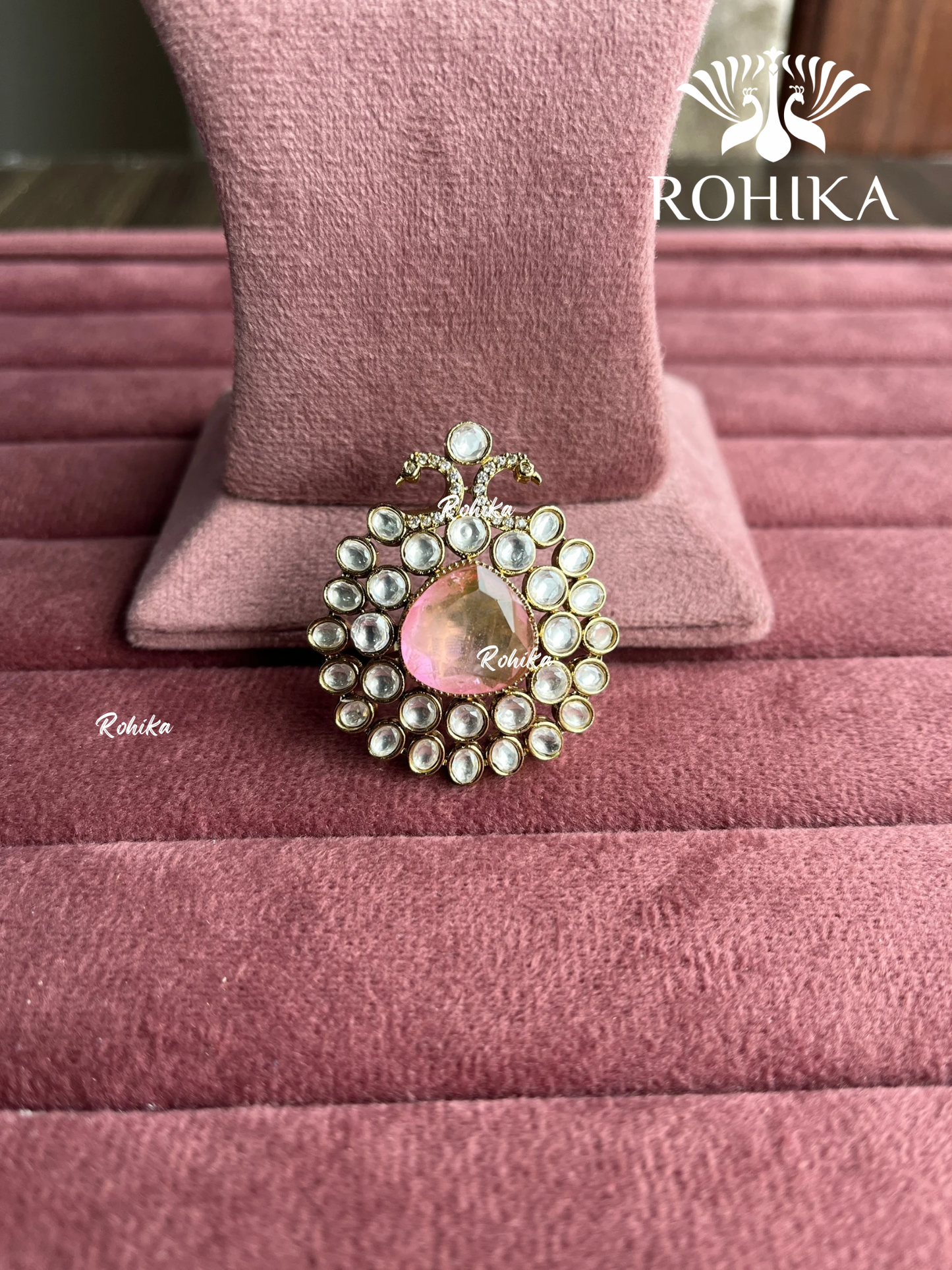 Angana polki kundan ring  (SG-028) - Pink