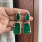 polki kundan earrings - Dark green