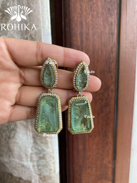 polki kundan earrings - Mint green