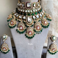 Paridhi bikaneri kundan bridal necklace set - Dark green