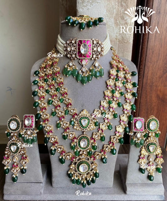 Prerna bridal combo set  - Green and Pink