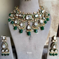 Surili bikaneri kundan necklace set - Dark green